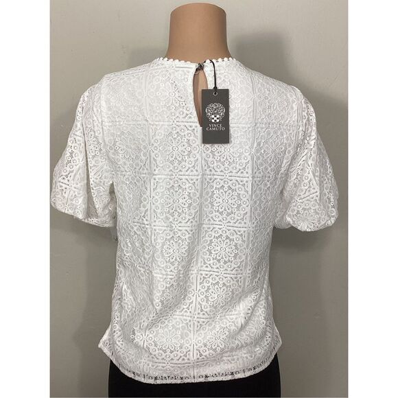 New. Vince Camuto stretch white floral eyelet top. Small. Retails $99 - Picture 4 of 13